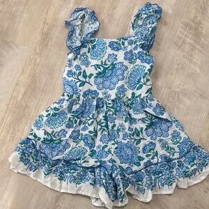 Girls Floral Blue Romper